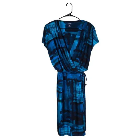 chaps short sleeve dress Women's Chaps Short-Sleeve Cross-Front Dress